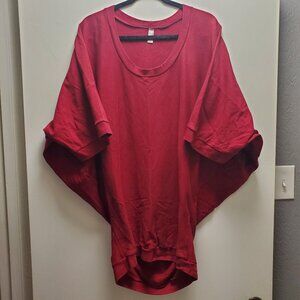 American Apperal, off the shoulder, batwing, ruched, red, dress